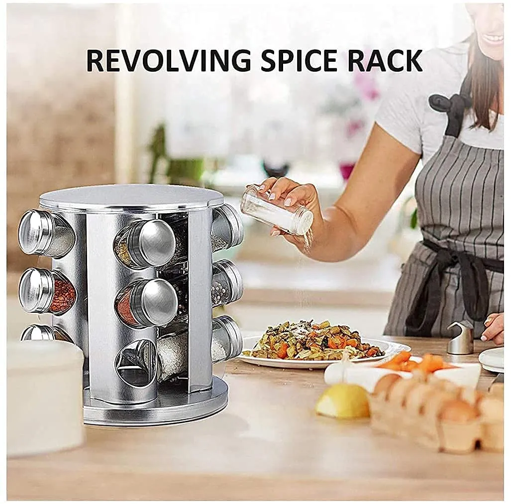 12 Jar Silver Rotating Spice Carousel Srsc12