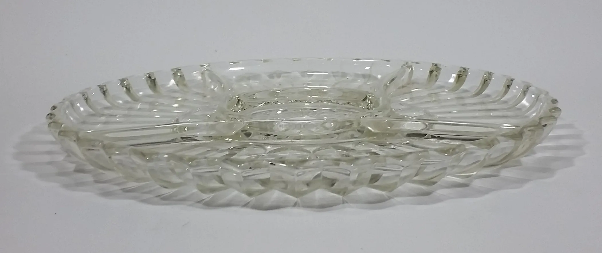 12" Round Crystal Sectioned Vegetable and Dip Serving Platter