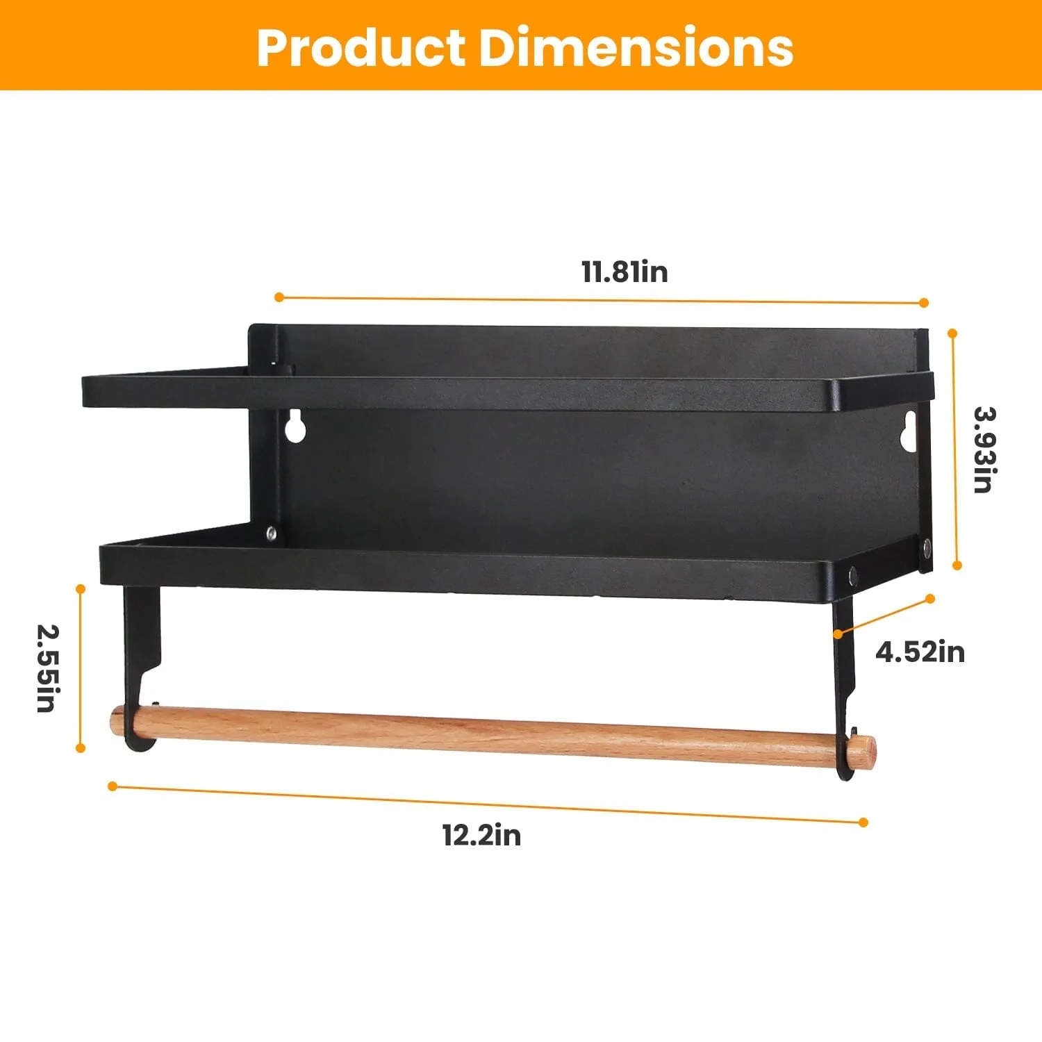 2-Piece: Magnetic Spice Racks for Refrigerator with Paper Towel Holder