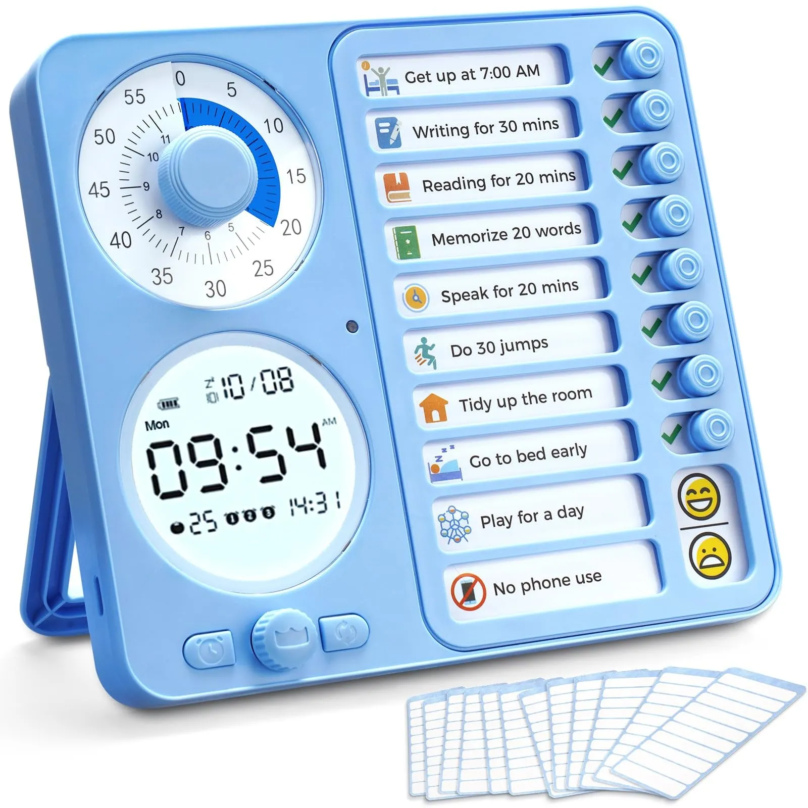 3-in-1 Visual Timer & ADHD Timer for Kids/Adults, Task Timer & Digital Planner ADHD Tools for Kids, Silent Timer with to Do List Planning Board for Schedules, School Classroom, Homework