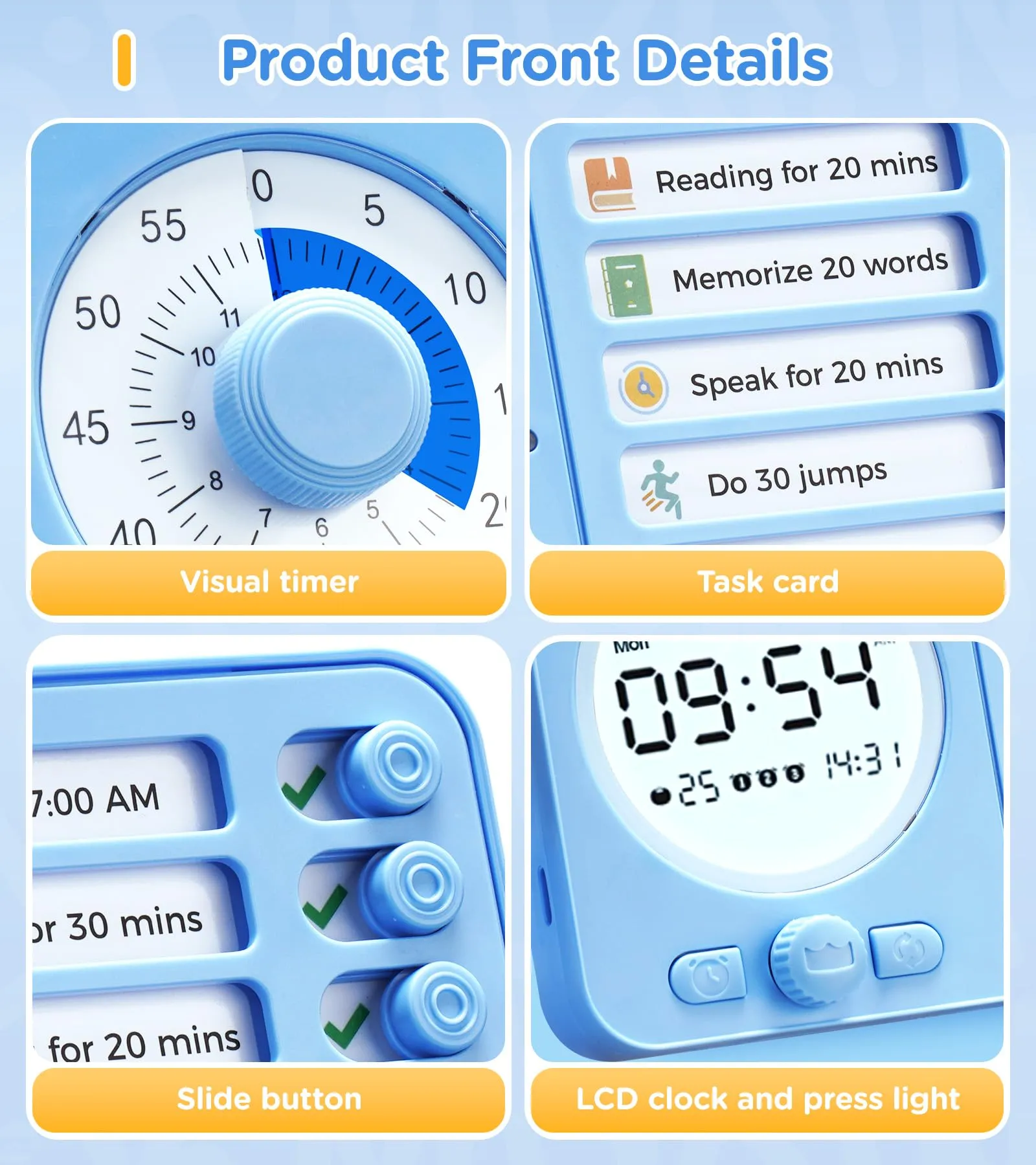 3-in-1 Visual Timer & ADHD Timer for Kids/Adults, Task Timer & Digital Planner ADHD Tools for Kids, Silent Timer with to Do List Planning Board for Schedules, School Classroom, Homework