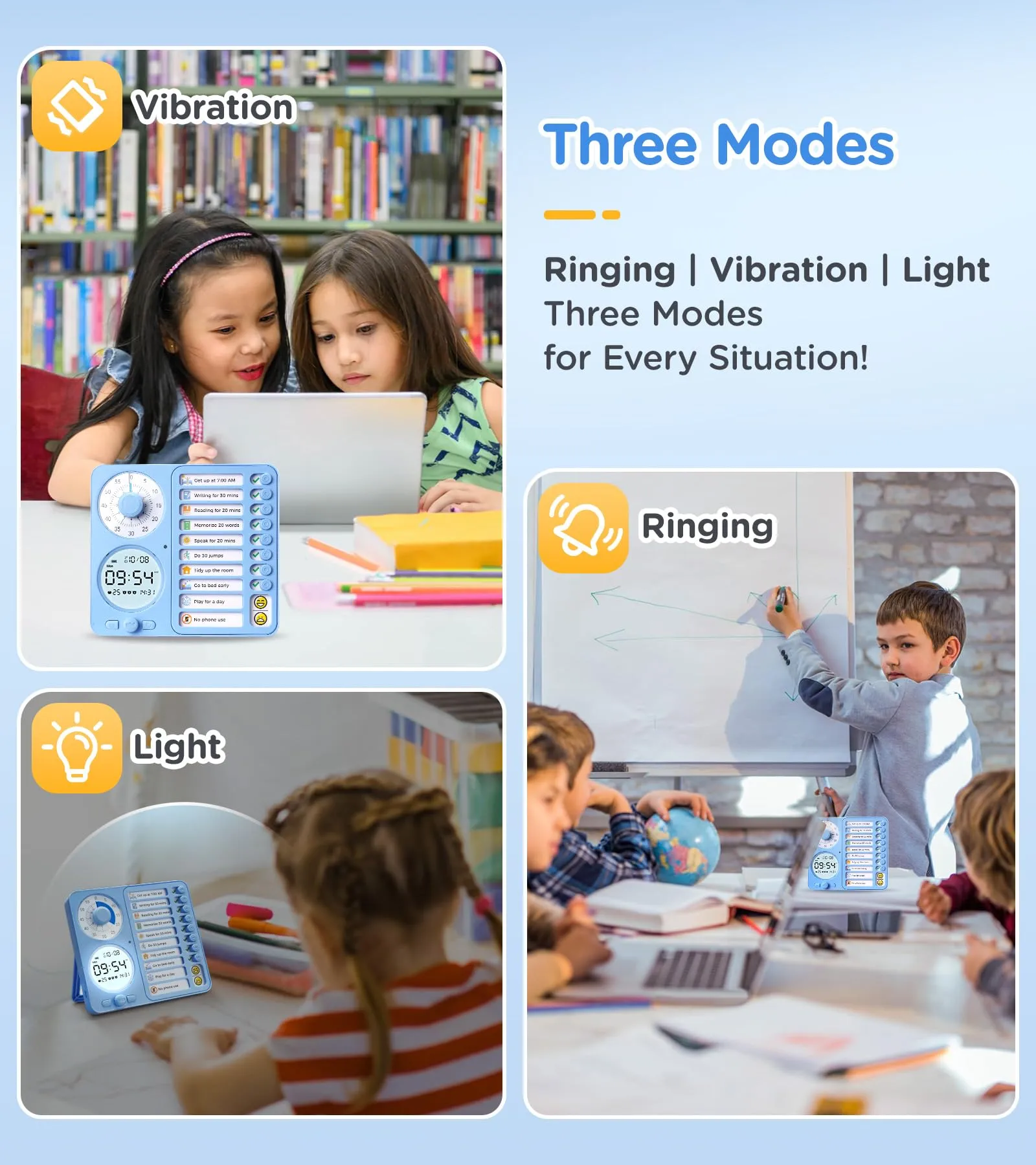 3-in-1 Visual Timer & ADHD Timer for Kids/Adults, Task Timer & Digital Planner ADHD Tools for Kids, Silent Timer with to Do List Planning Board for Schedules, School Classroom, Homework