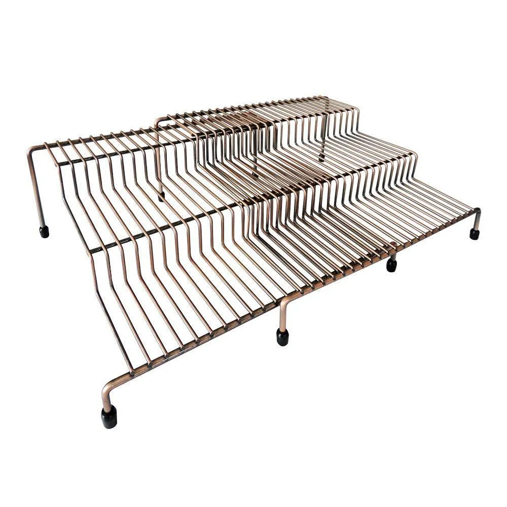 3 Tier Spice Rack Step Shelf Cabinet Countertop Kitchen Organizer Expandable Stackable, Pantry Bathroom Multipurpose Storage Rack Holder Non-Skid, 2-Pack