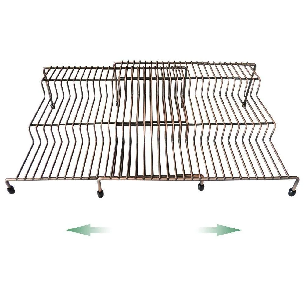 3 Tier Spice Rack Step Shelf Cabinet Countertop Kitchen Organizer Expandable Stackable, Pantry Bathroom Multipurpose Storage Rack Holder Non-Skid, 2-Pack