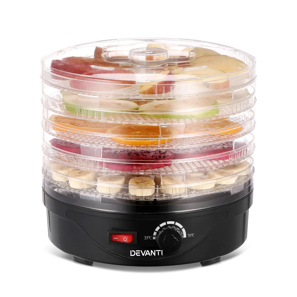 5-Tray Adjustable Food Dehydrator, Transparent Lid, Devanti