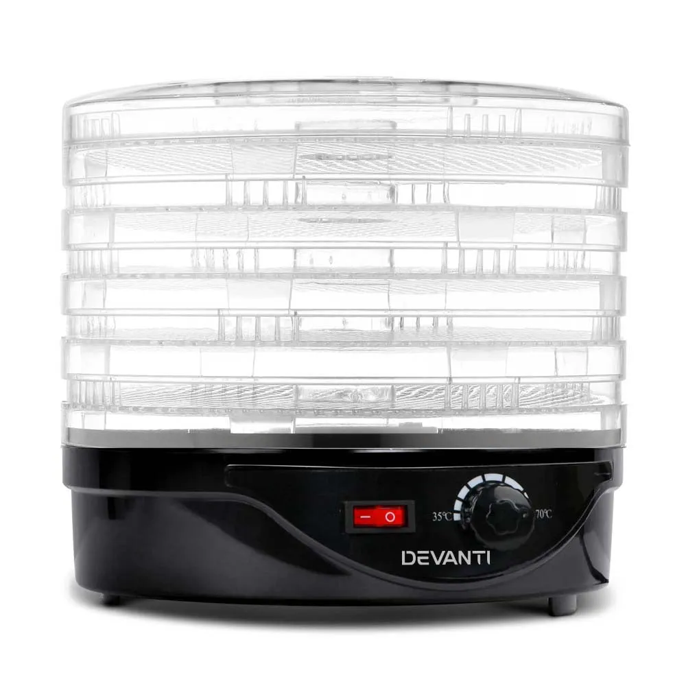 5-Tray Adjustable Food Dehydrator, Transparent Lid, Devanti