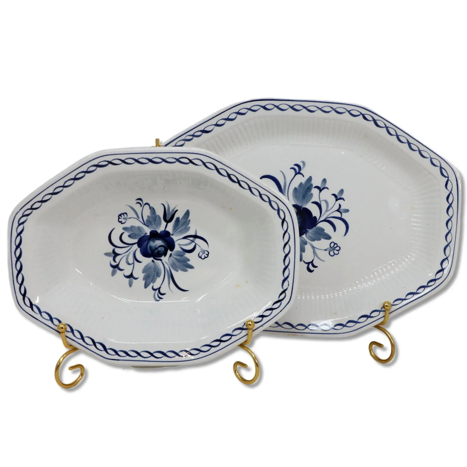Adams 6pc Baltic Blue Hostess Serving Set White Ironstone Vintage 1960's