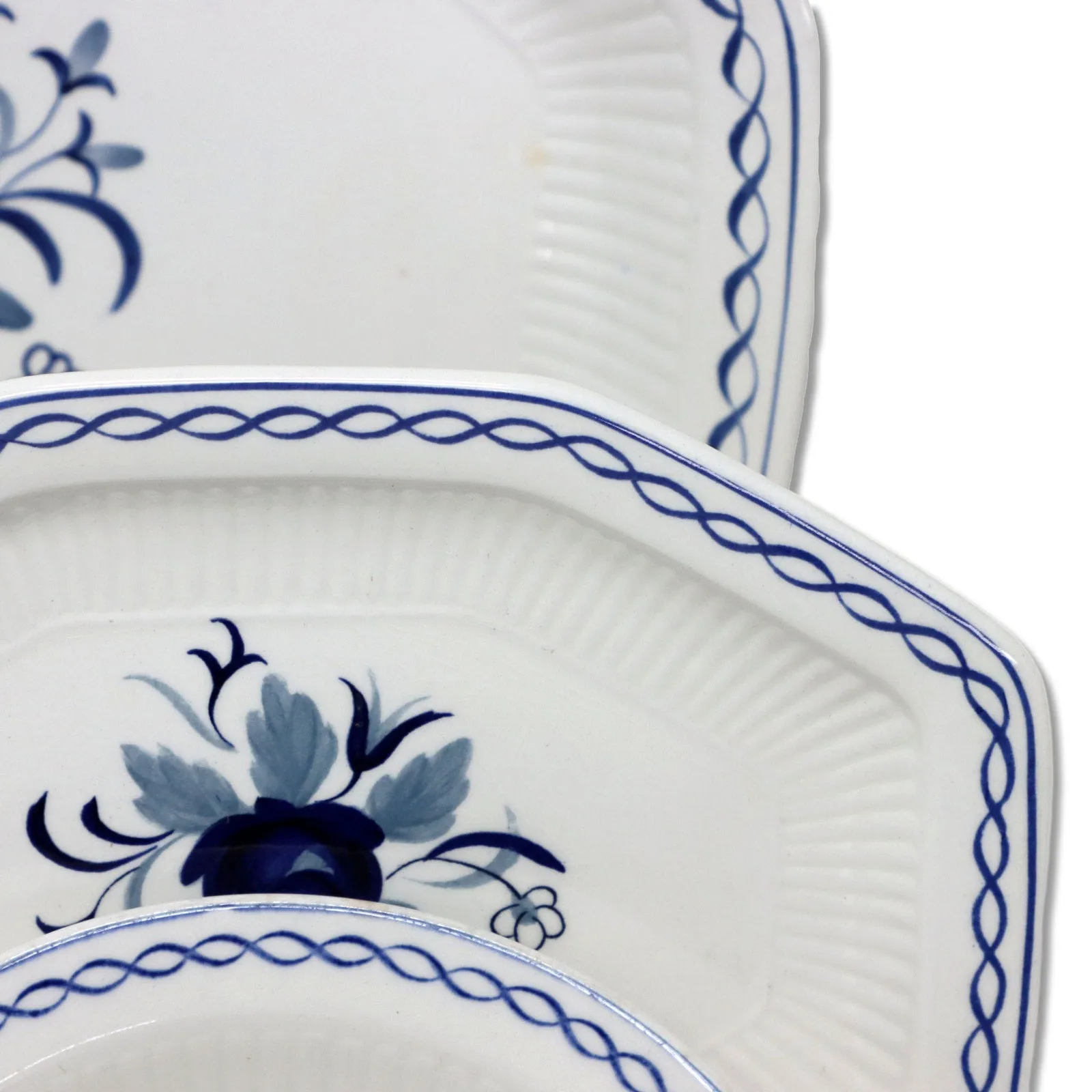 Adams 6pc Baltic Blue Hostess Serving Set White Ironstone Vintage 1960's