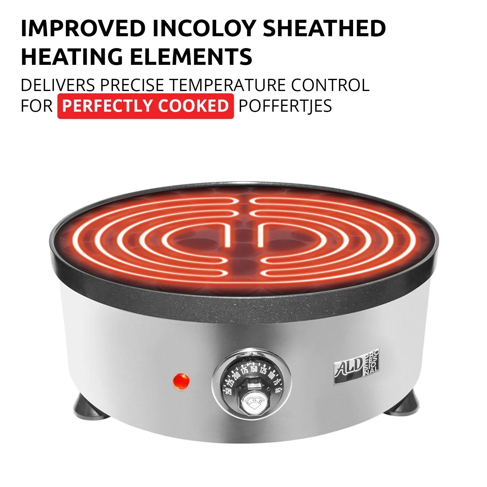 AP-541 Mini Dutch Pancake Maker | Round Electric Poffertjes Pan | Stainless Steel | 50  Round-Shape Dutch Pancakes
