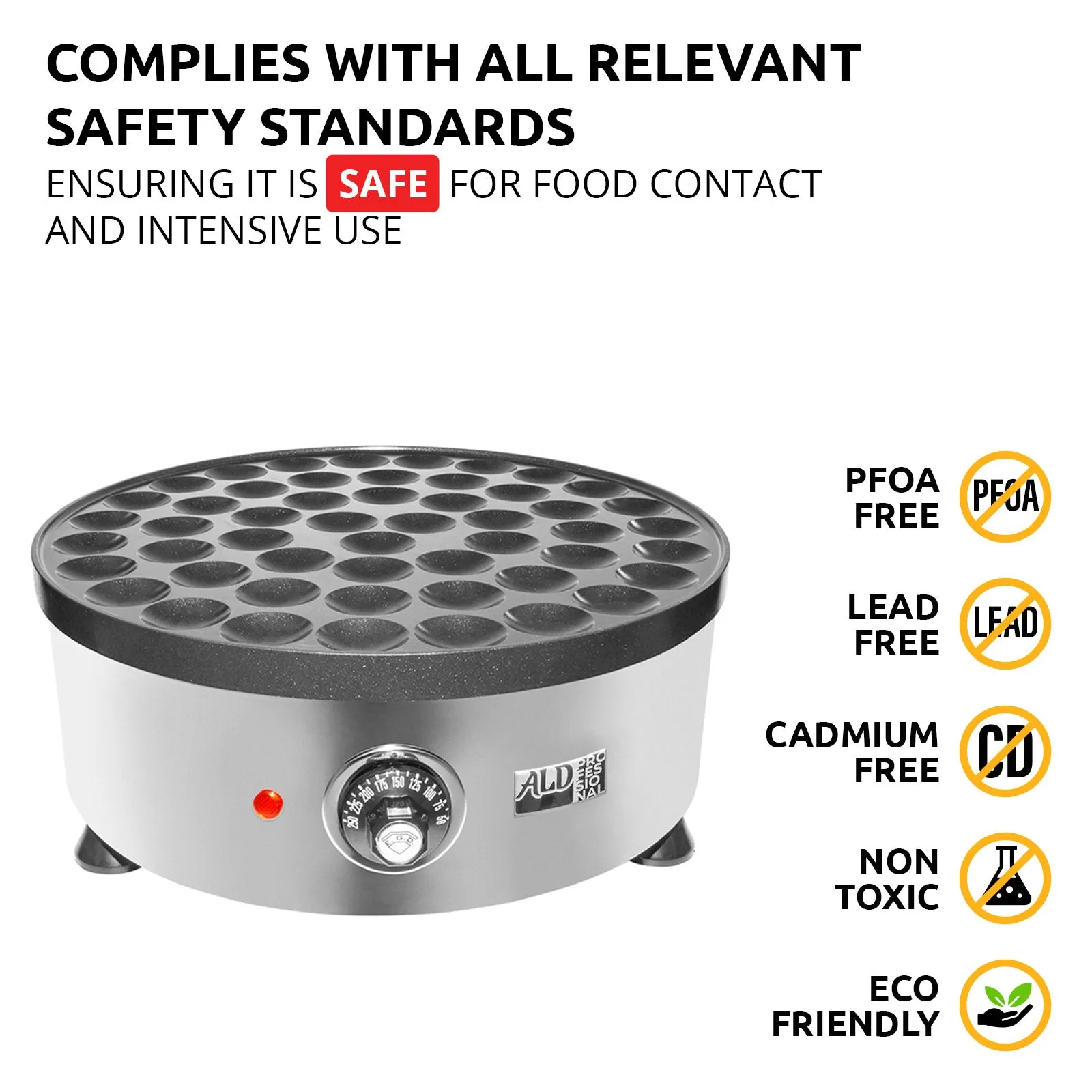 AP-541 Mini Dutch Pancake Maker | Round Electric Poffertjes Pan | Stainless Steel | 50  Round-Shape Dutch Pancakes