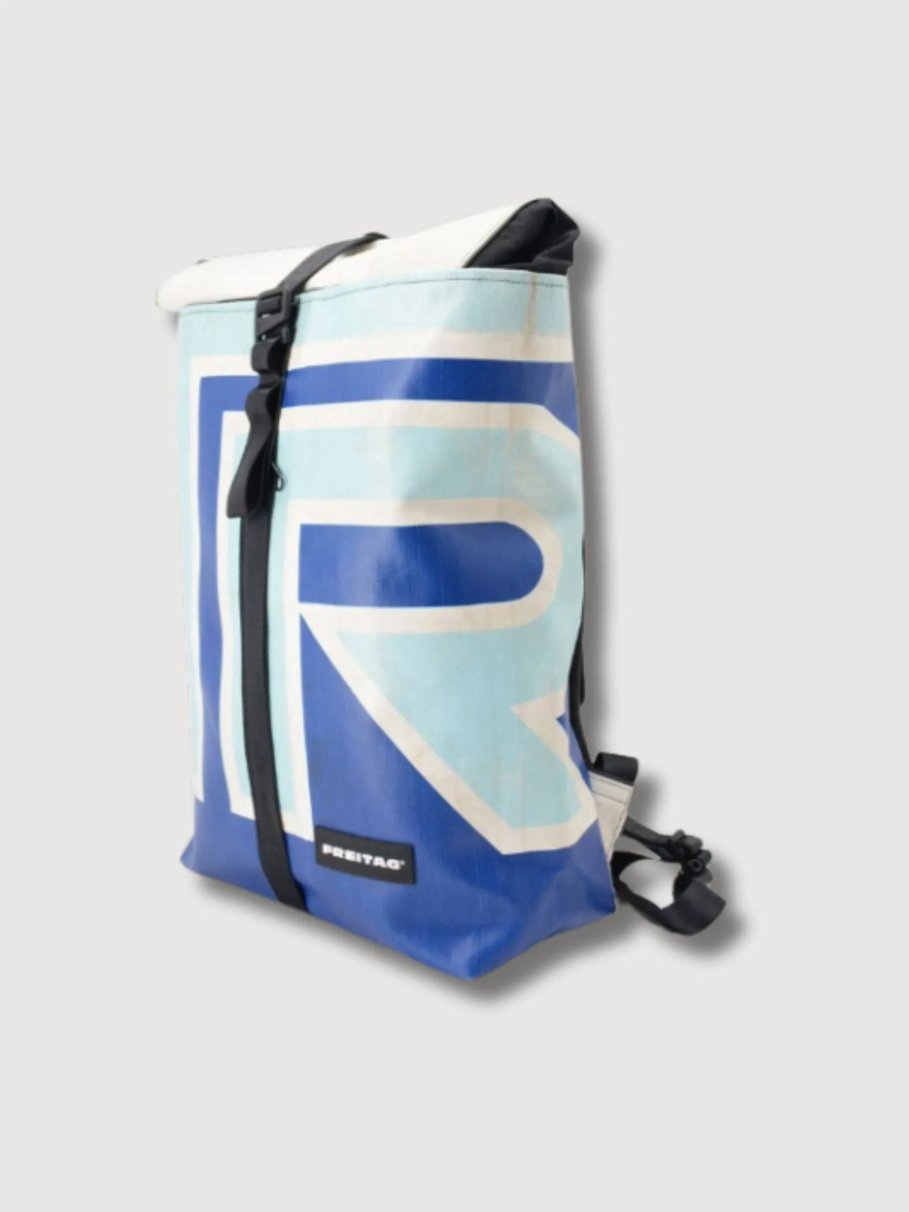 Backpack F155 Clapton Blue & White In Used Truck Tarps | Freitag
