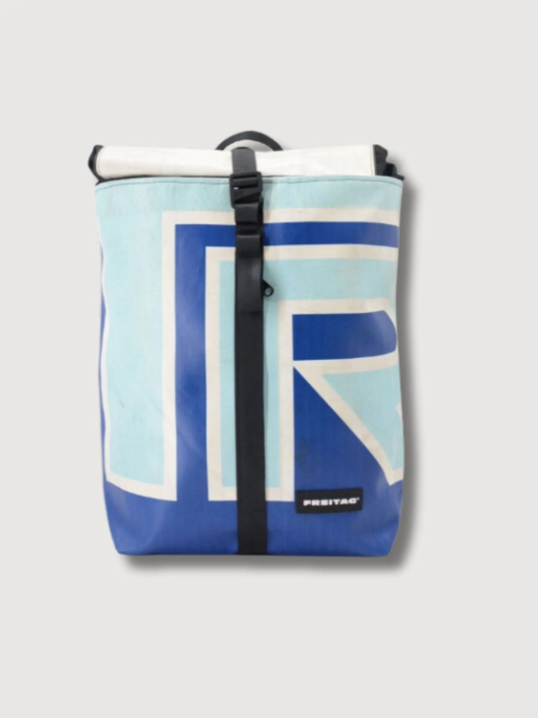 Backpack F155 Clapton Blue & White In Used Truck Tarps | Freitag