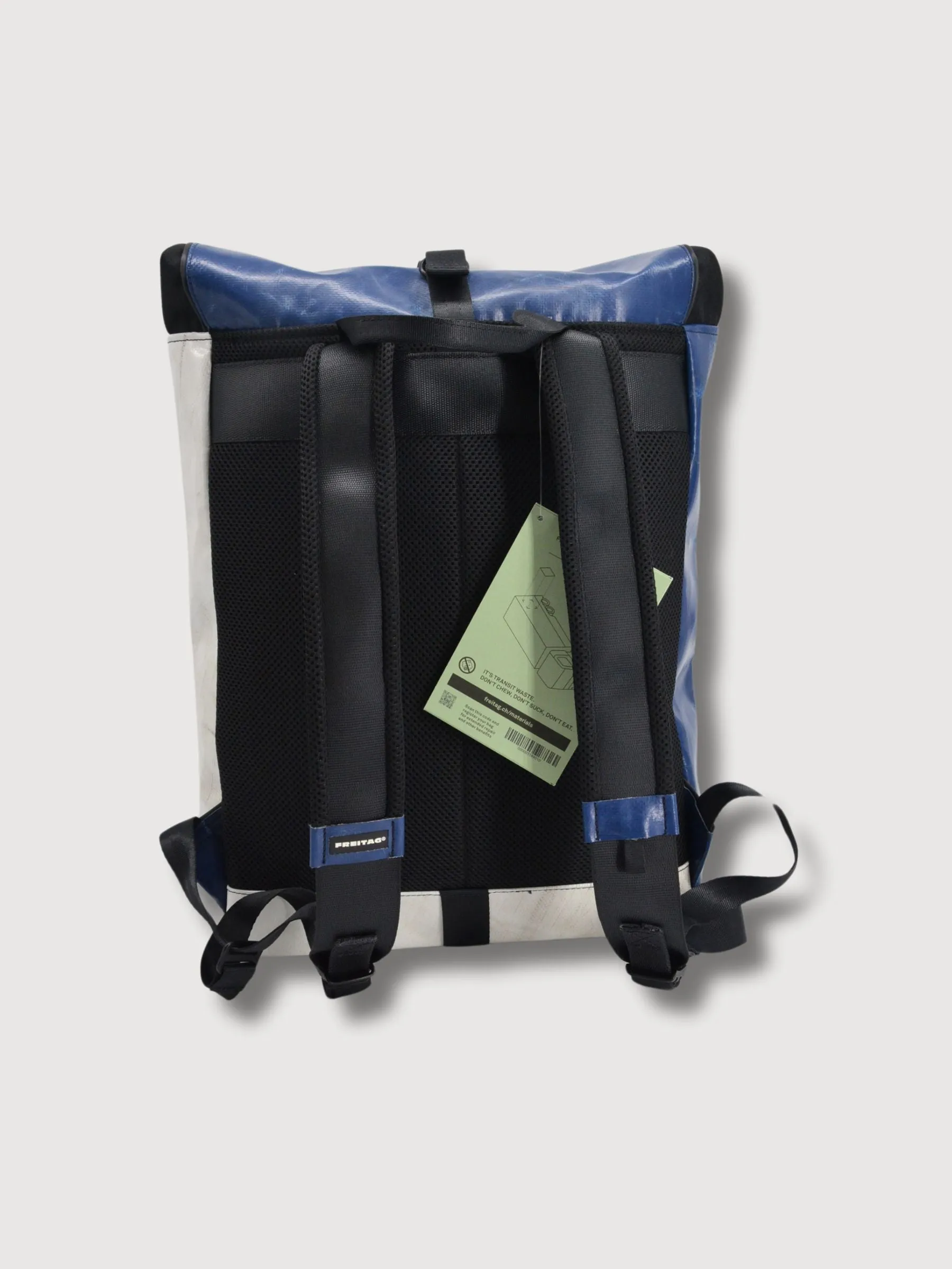 Backpack F155 Clapton Dark Blue & White In Used Truck Tarps | Freitag