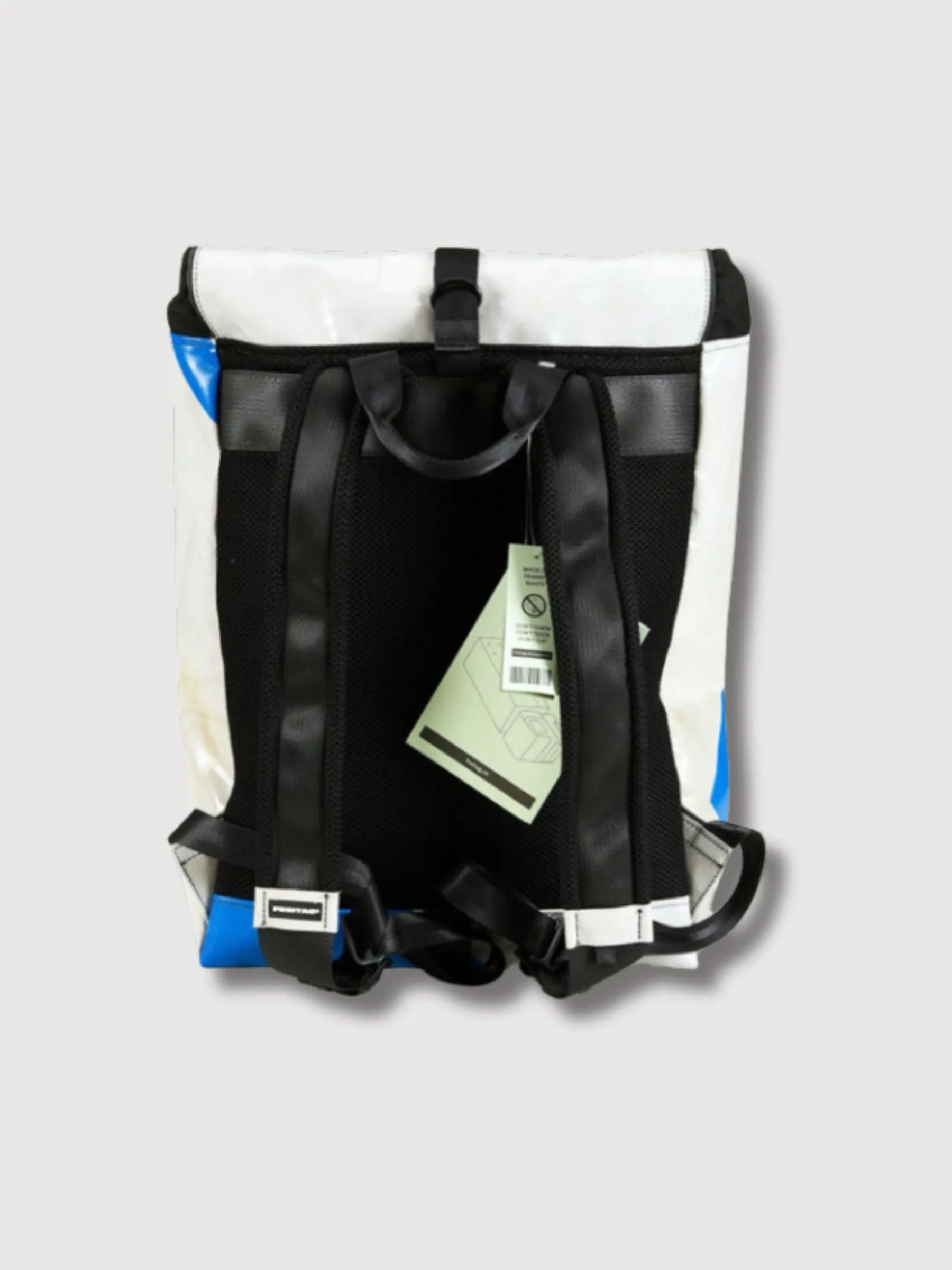 Backpack F155 Clapton Grey & Blue-Triangle In Used Truck Tarps | Freitag