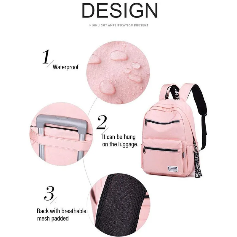 Backpack for Teens Oxford Waterproof Bookbag Casual Daypack