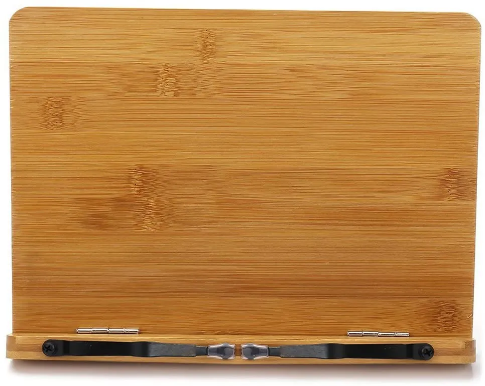 Bamboo Book Stand, Adjustable Book Holder Tray