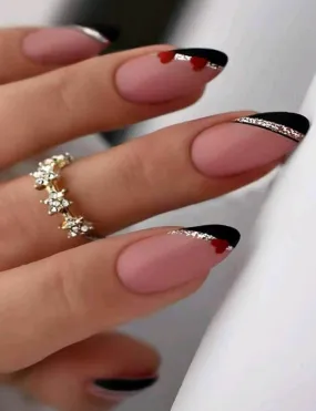 Beauty - Nails - black red heart