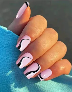Beauty - Nails - black white pink