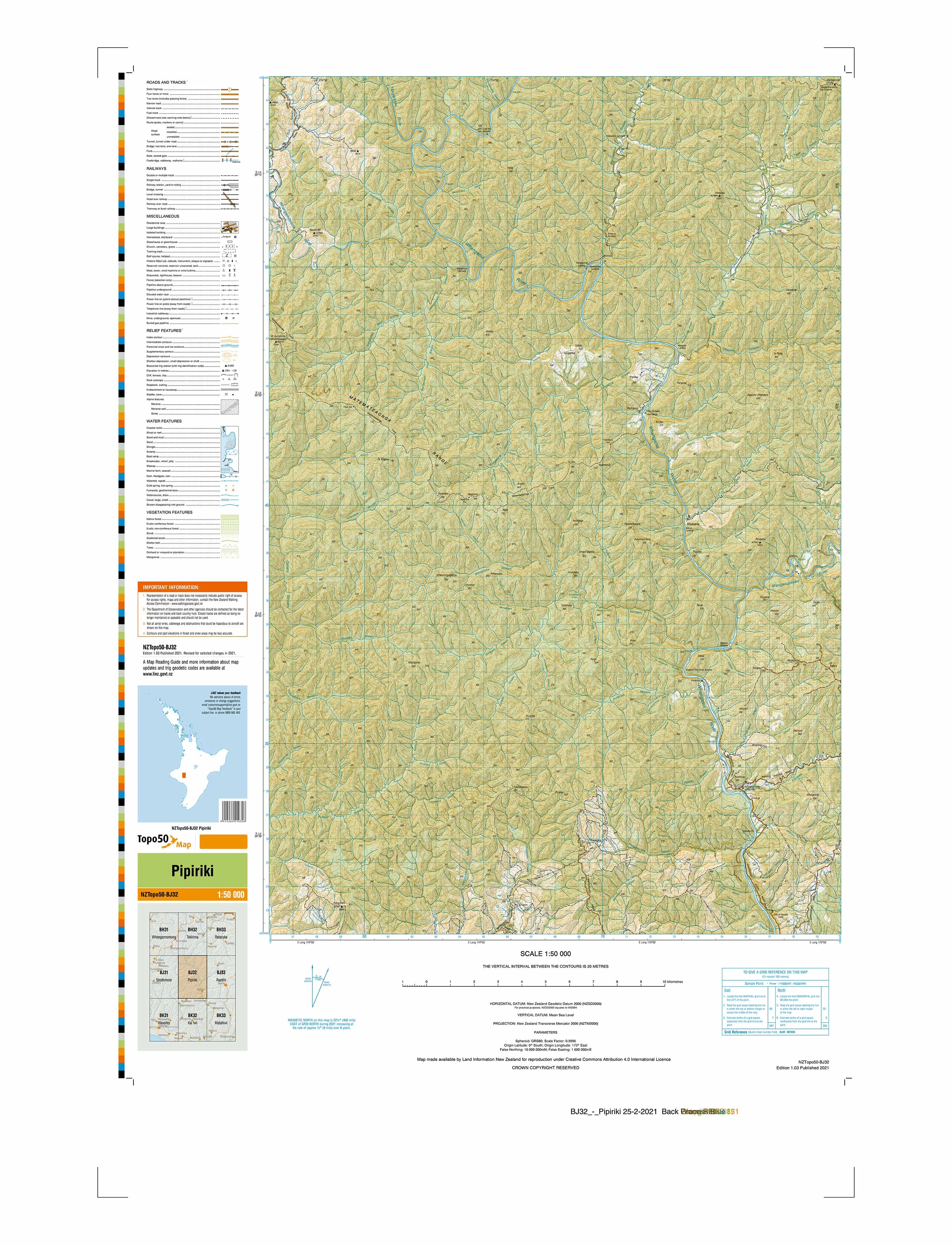 BJ32 - Pipiriki Topo50 map
