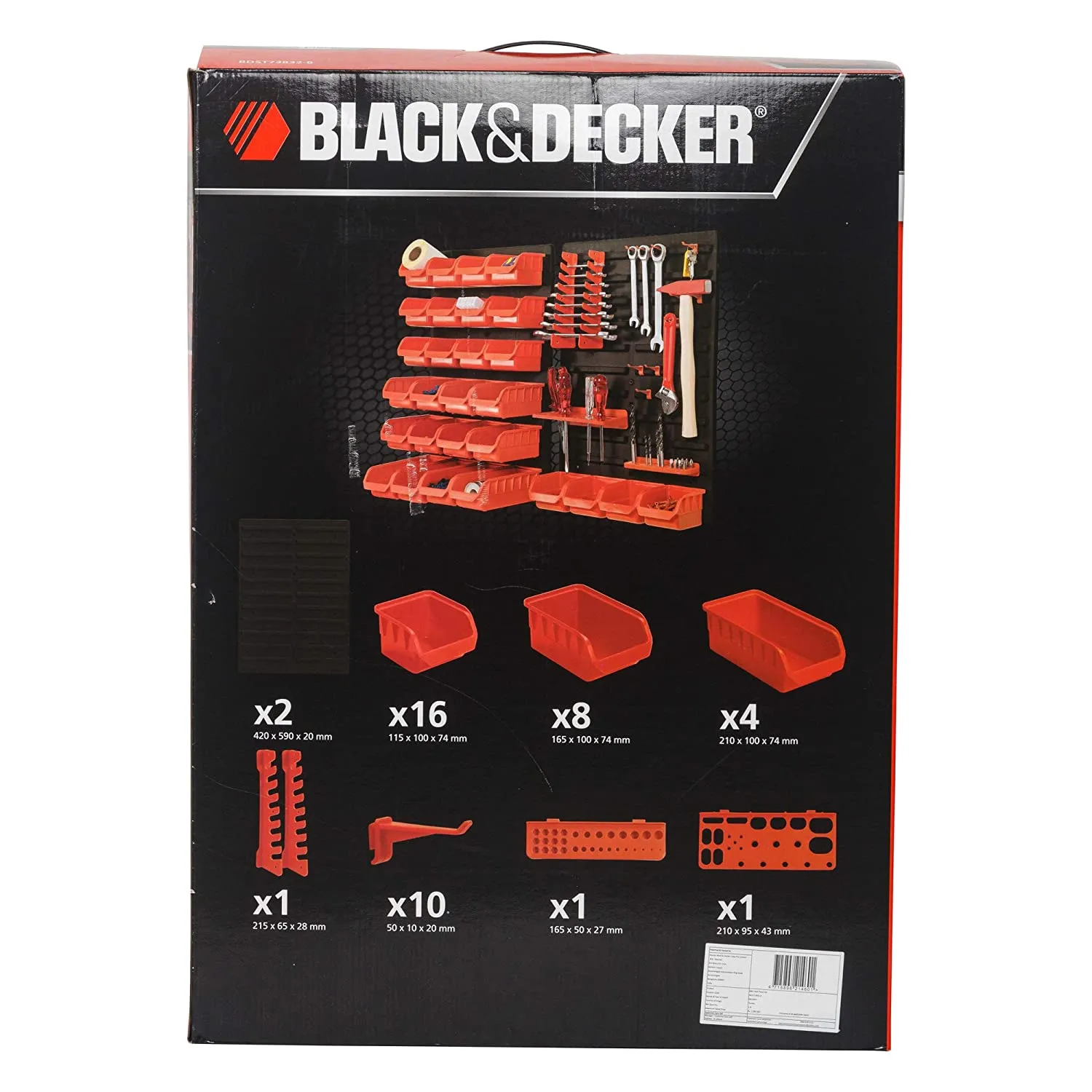 BLACK DECKER: BDST73832-8 Wall Panel Set with Bins, Racks and Holders (43-Pieces)