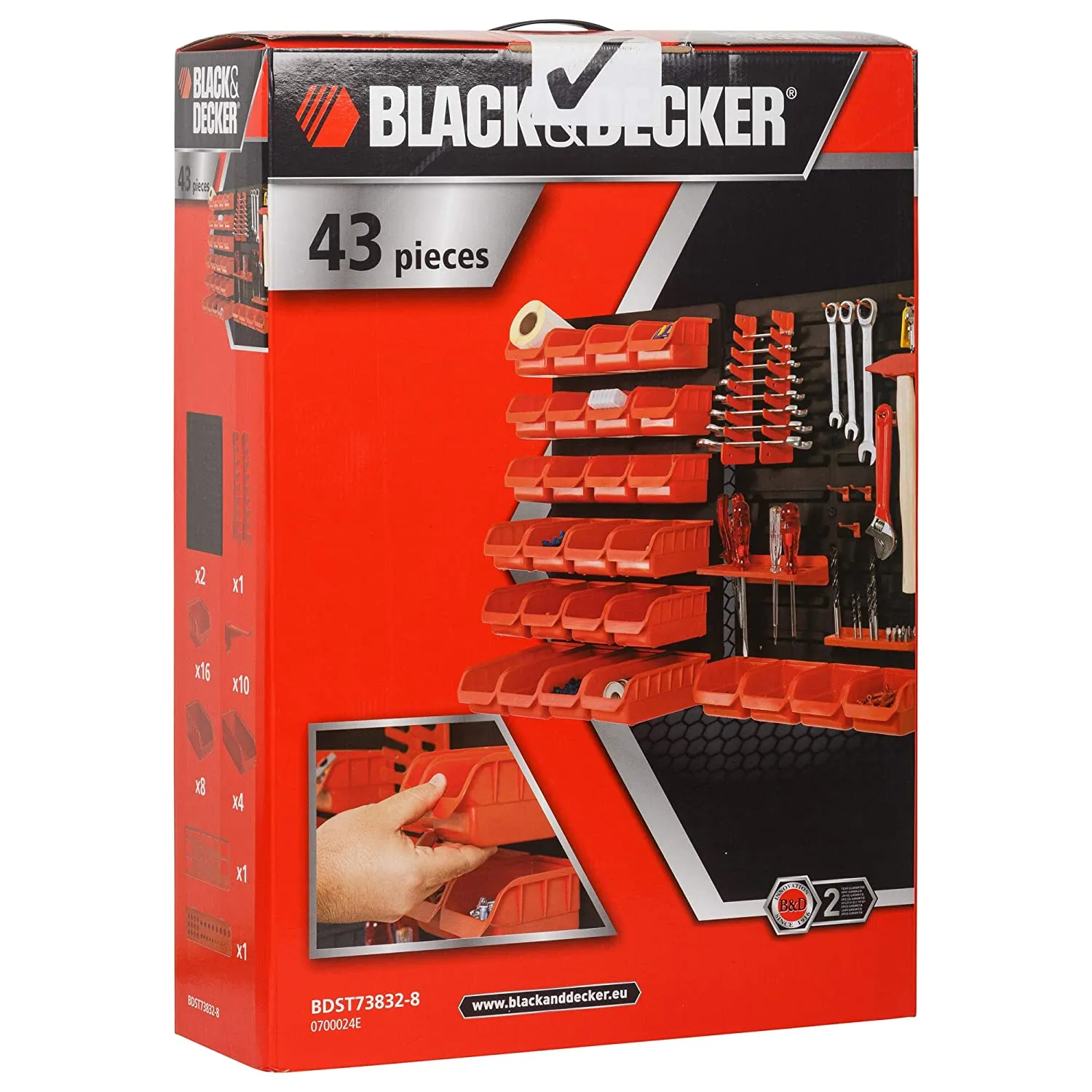 BLACK DECKER: BDST73832-8 Wall Panel Set with Bins, Racks and Holders (43-Pieces)