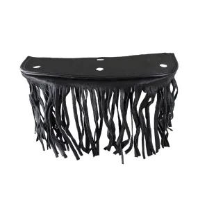 Black Leather Motorcycle Floor Boards With Fringe Driver Position