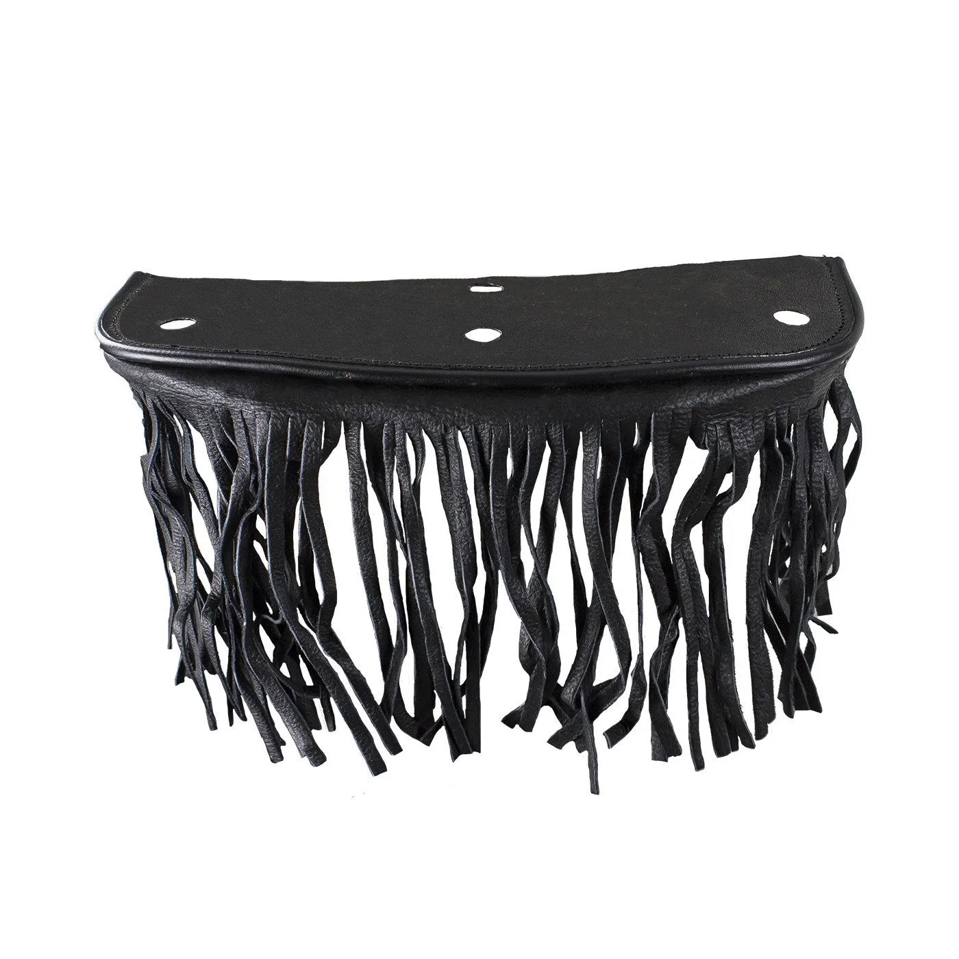 Black Leather Motorcycle Floor Boards With Fringe Driver Position