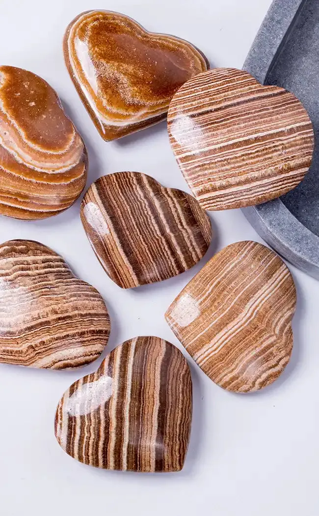 Brown Aragonite Crystal Hearts