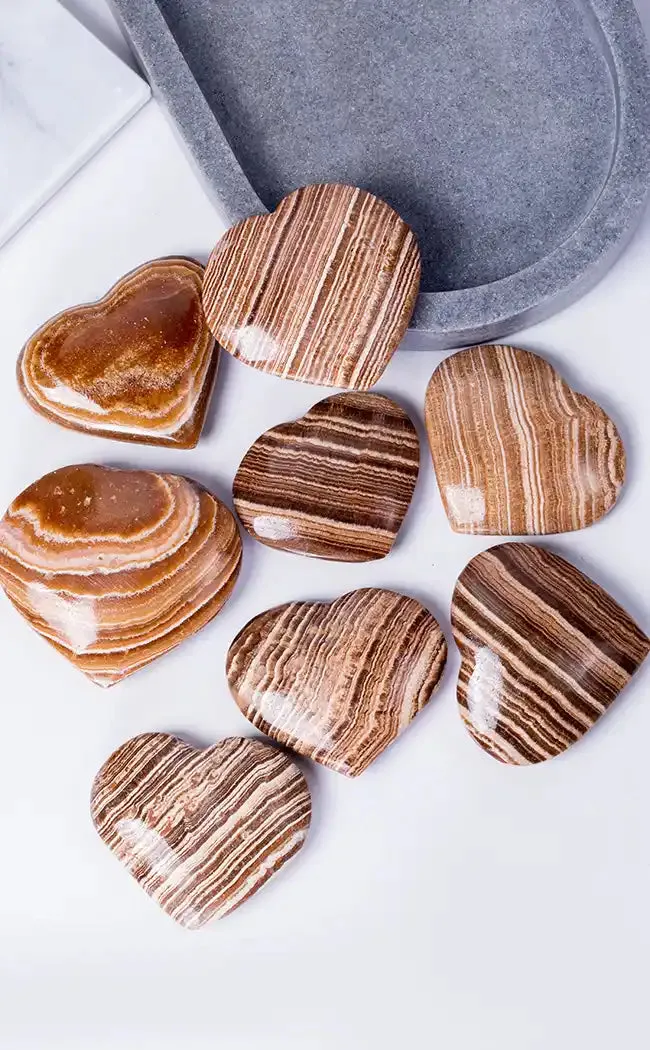Brown Aragonite Crystal Hearts