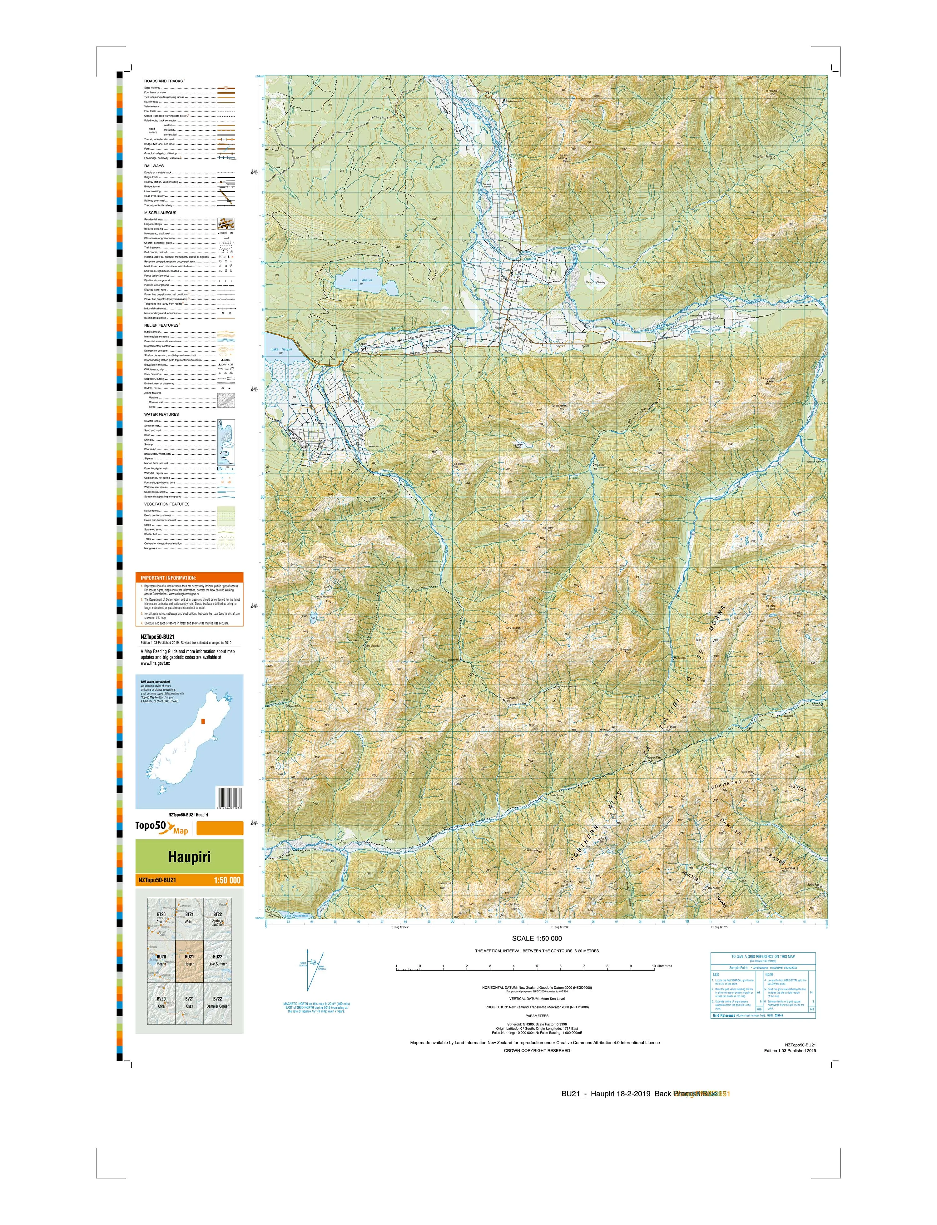 BU21 - Haupiri Topo50 map