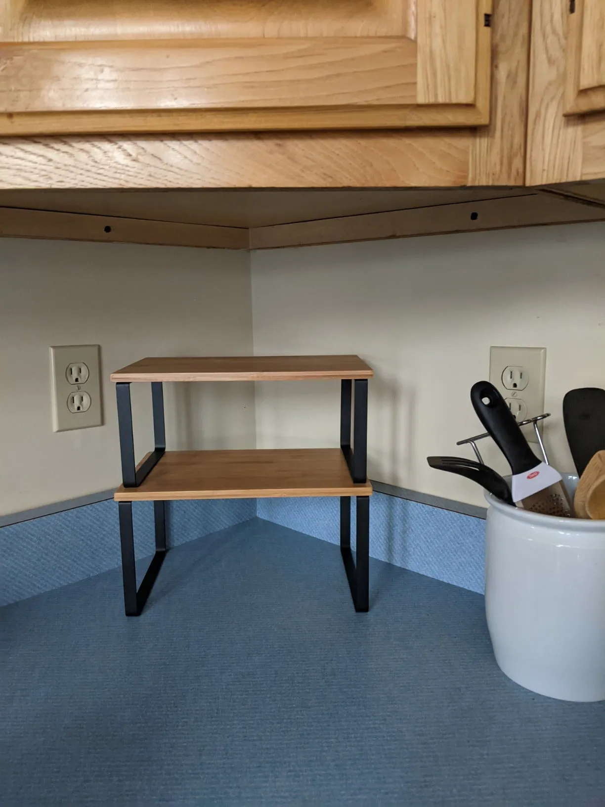 Cabinet Shelf Organizer, Set of 2 Kitchen Counter Shelves, Stackable