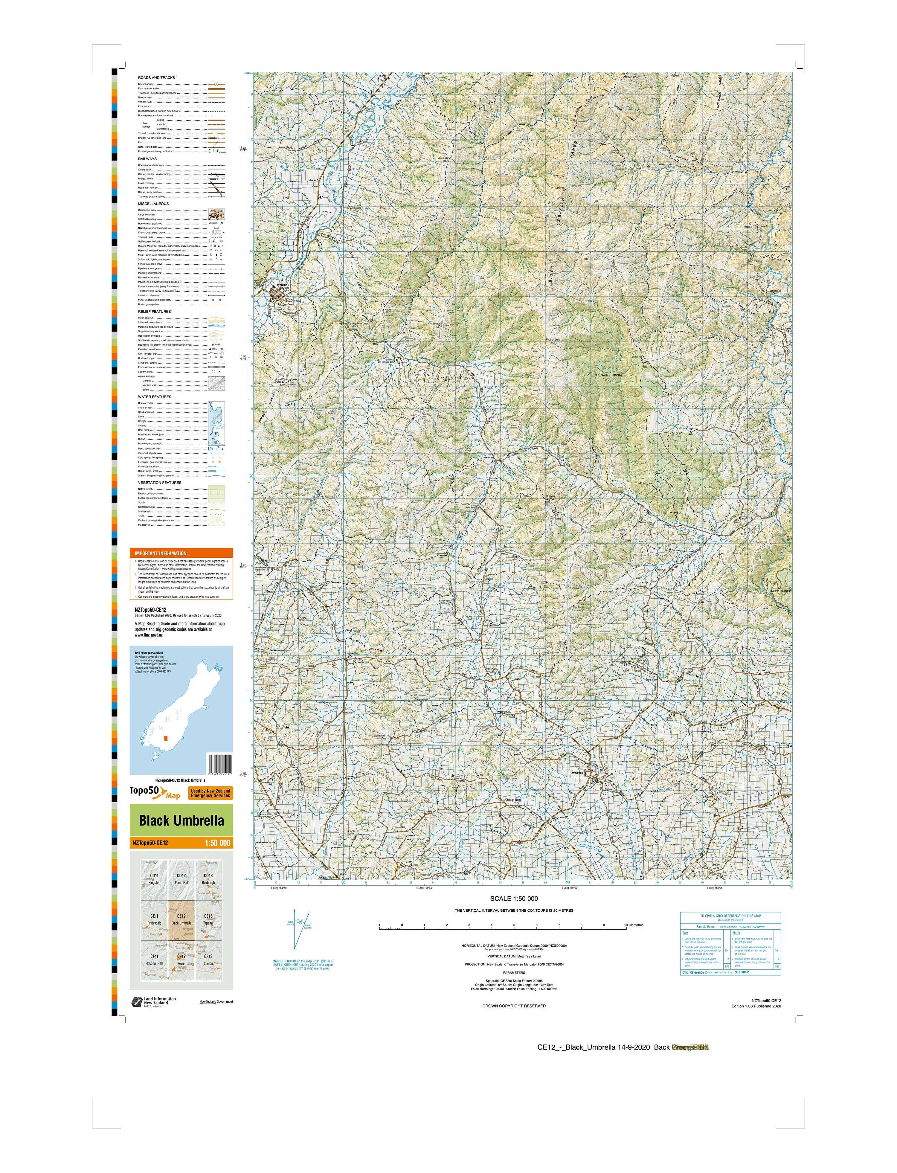 CE12 - Black Umbrella Topo50 map