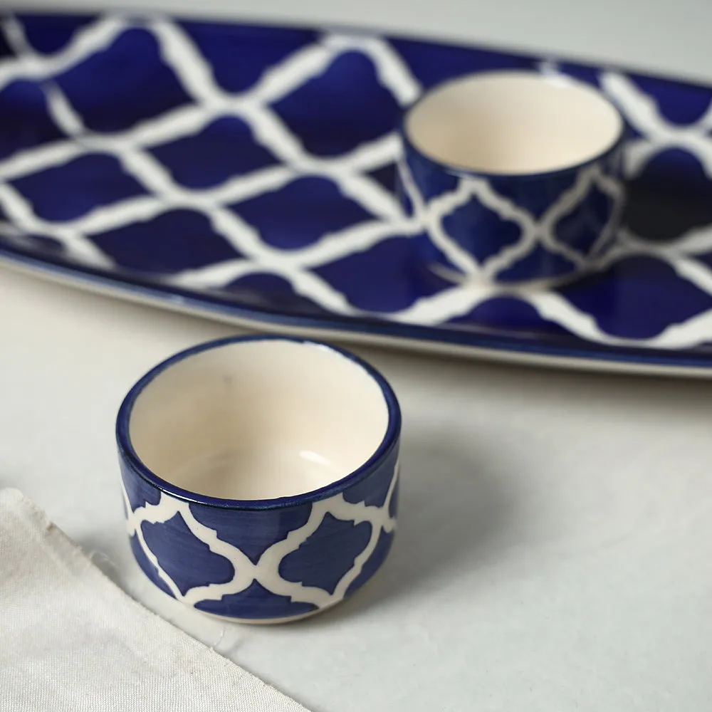 Ceramic Platter with Two Dip Bowls
