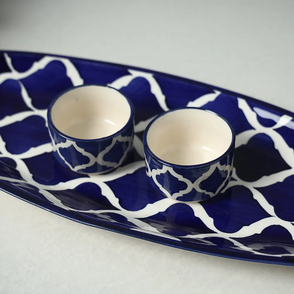 Ceramic Platter with Two Dip Bowls
