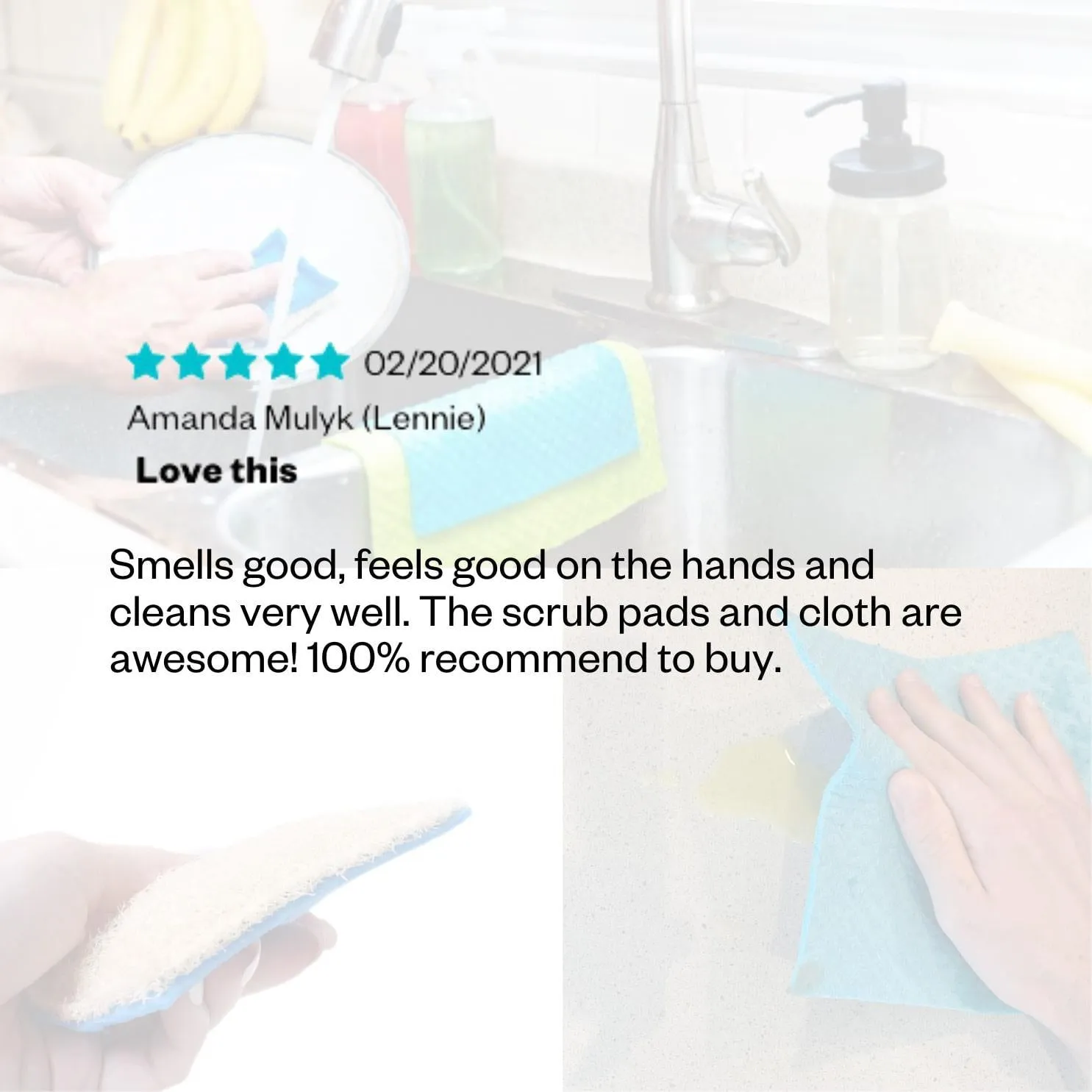 Citrus Liquid Dish Cleaning Essentials - Citrus Dish Soap|Cellulose Cloth|Loofie Scrubber