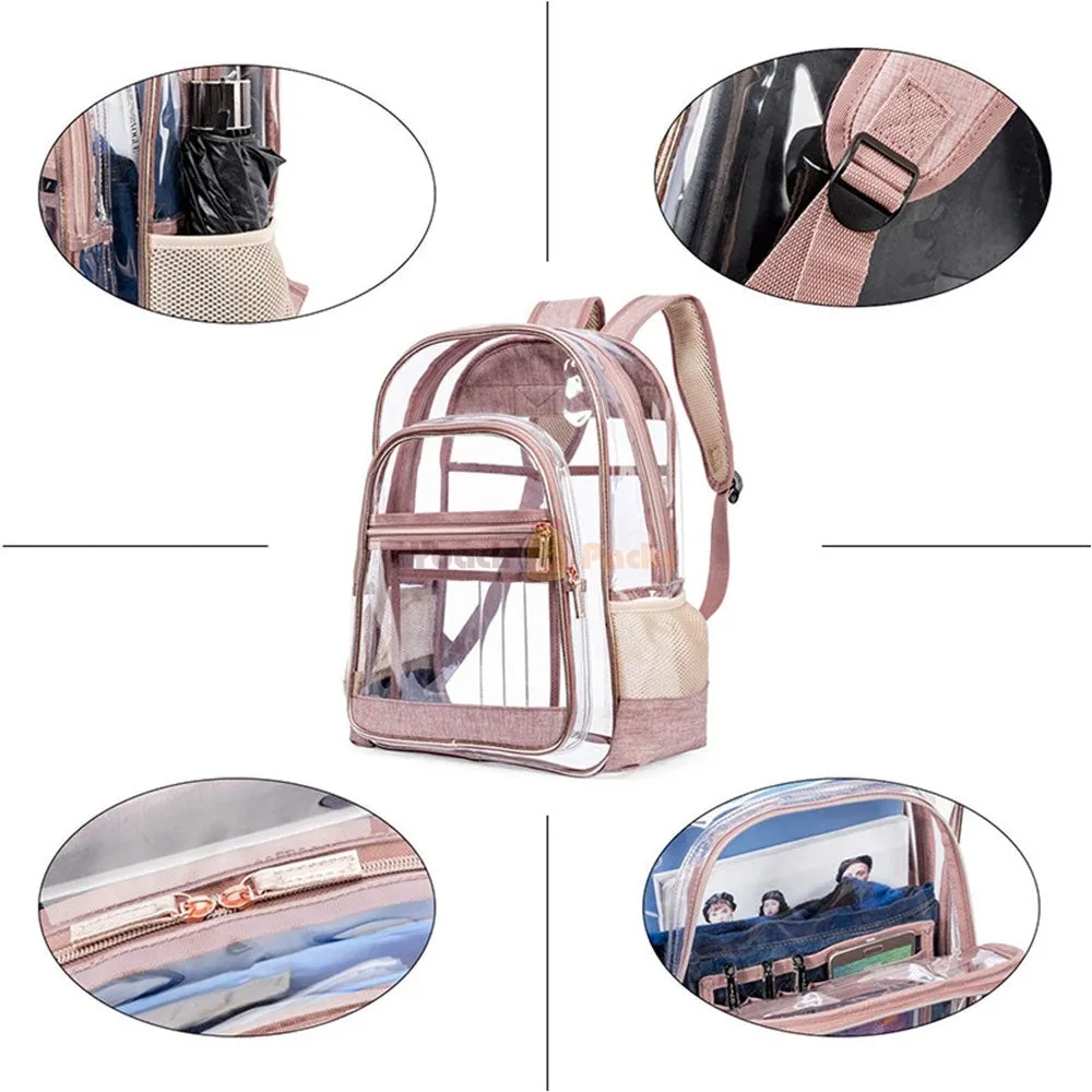Clear Backpack for School Transparent PVC Bookbag See Through Bag for Women Work Travel Bag
