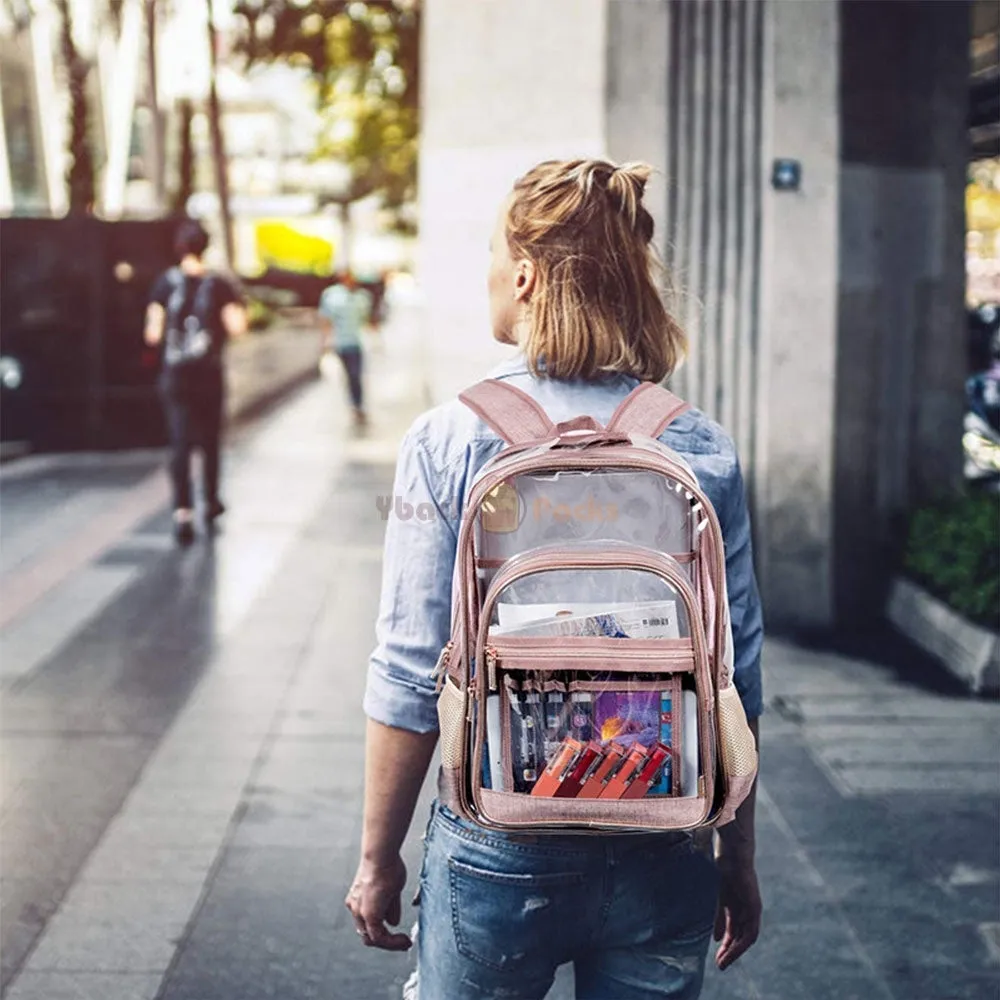 Clear Backpack for School Transparent PVC Bookbag See Through Bag for Women Work Travel Bag