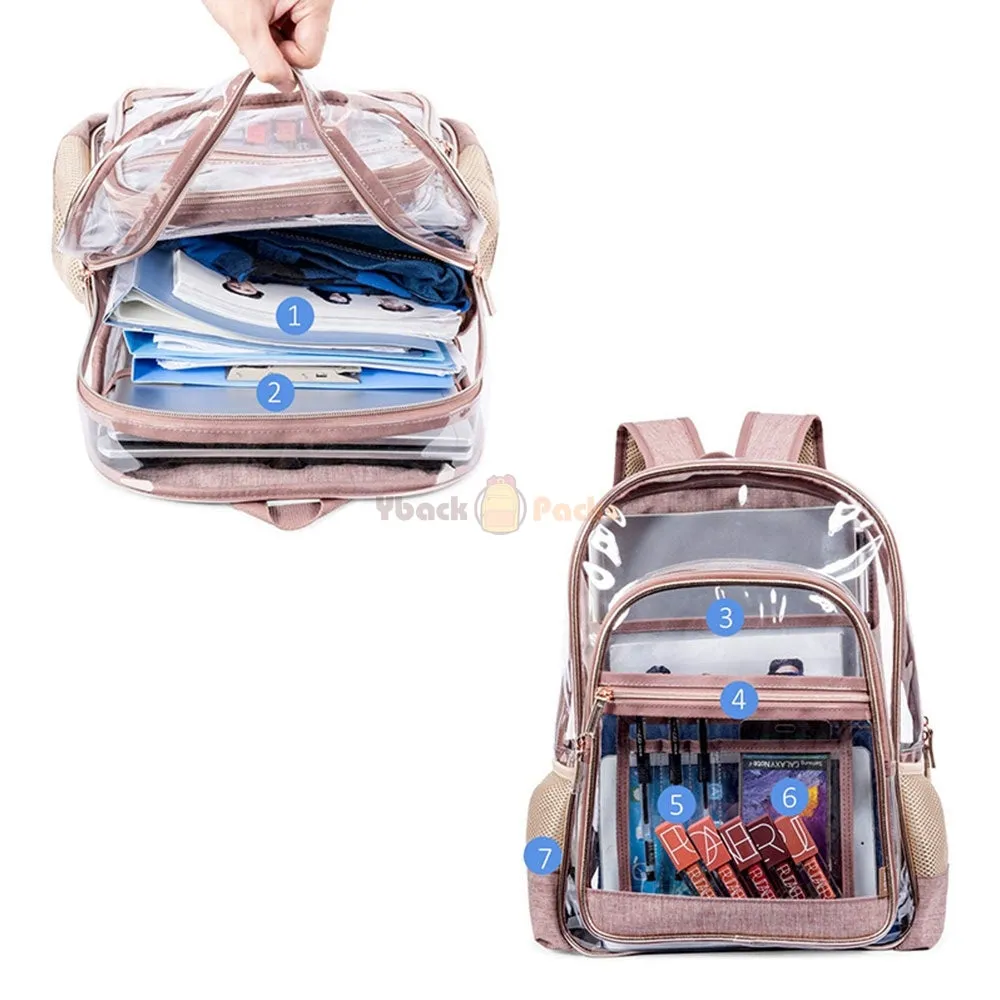 Clear Backpack for School Transparent PVC Bookbag See Through Bag for Women Work Travel Bag