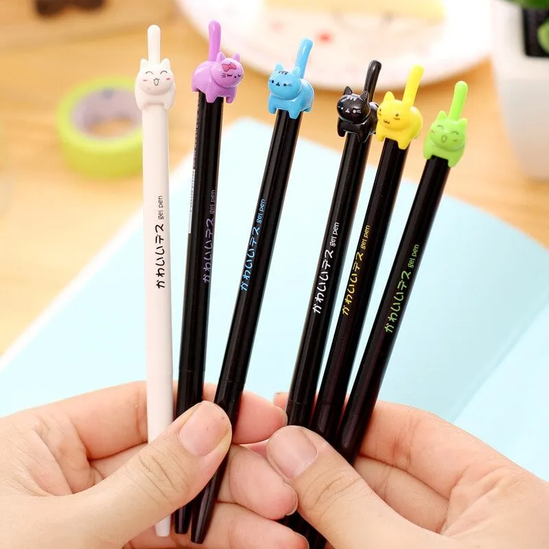 Cute Cartoon Colored Cats Gel Pens 3pcs