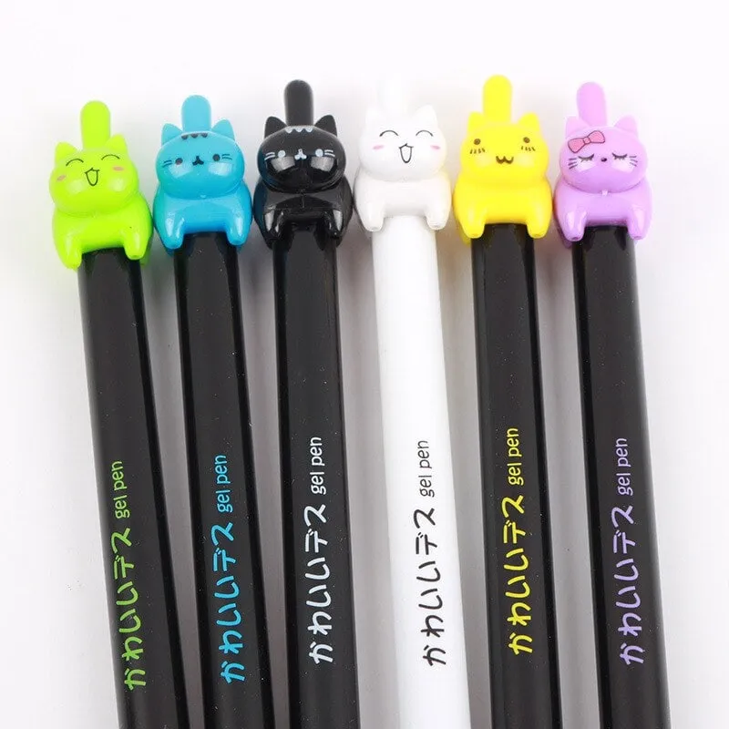 Cute Cartoon Colored Cats Gel Pens 3pcs