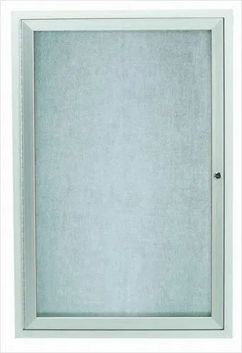Enclosed Outdoor 18"x24" One Door Satin Anodized Finish Aluminum Cork Bulletin Board