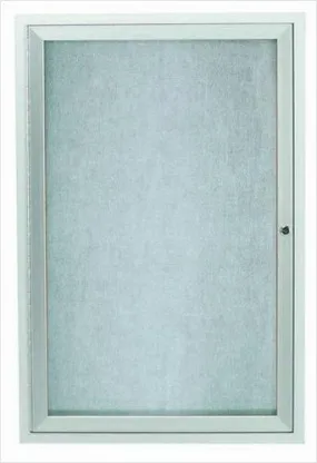 Enclosed Outdoor 18"x24" One Door Satin Anodized Finish Aluminum Cork Bulletin Board