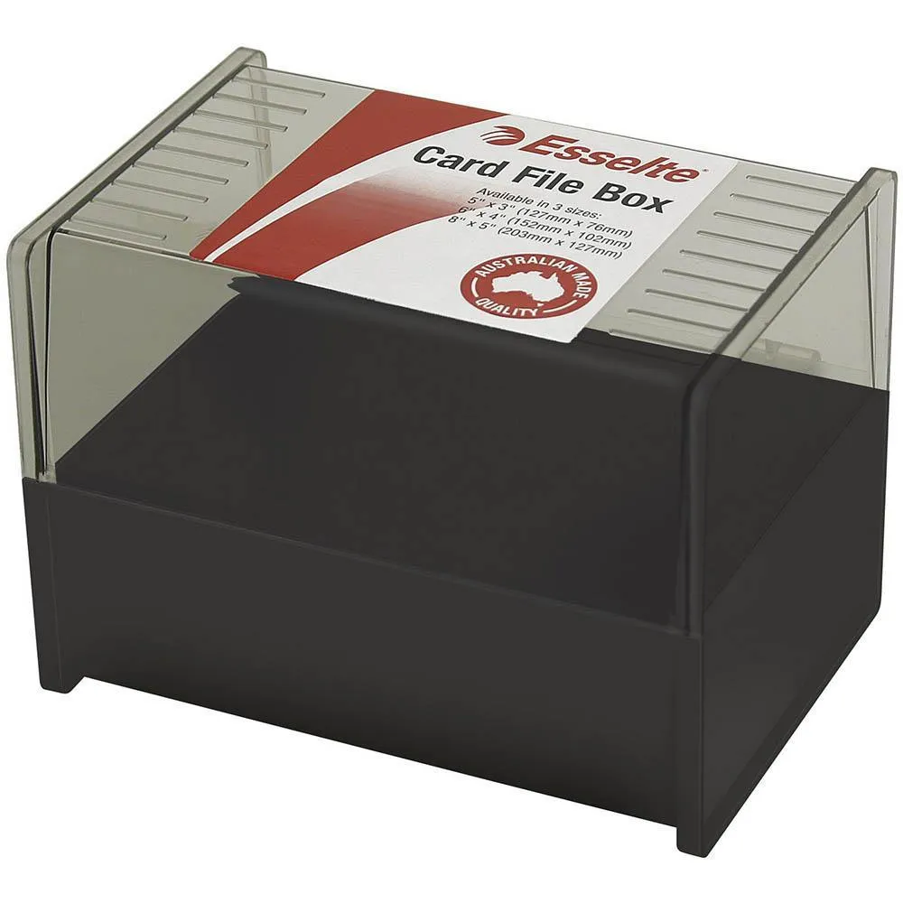 Esselte System Card File Box Holder 102x152mm 6"x4" Black Storage