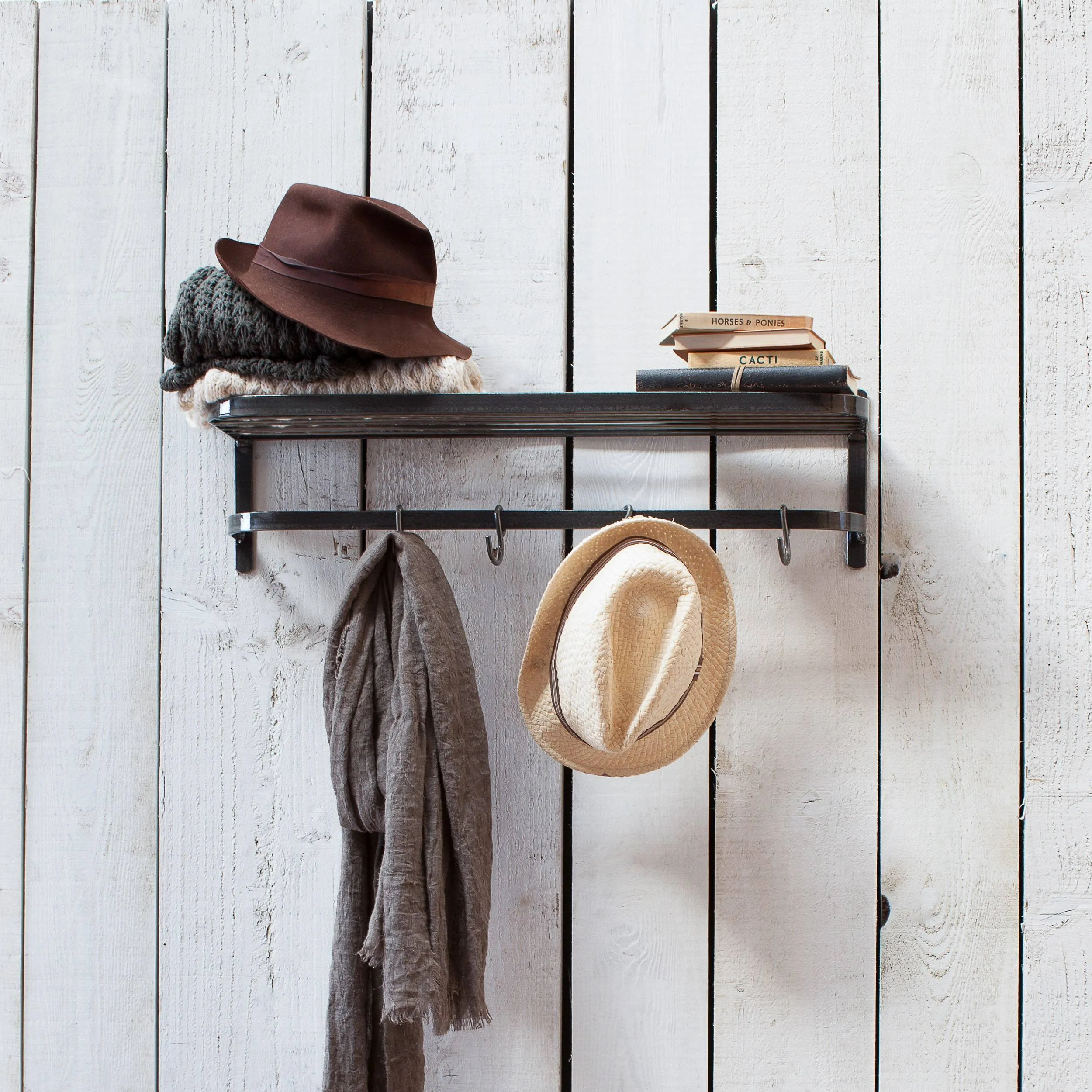 Farringdon Steel Luggage Shelf Rack & Hooks