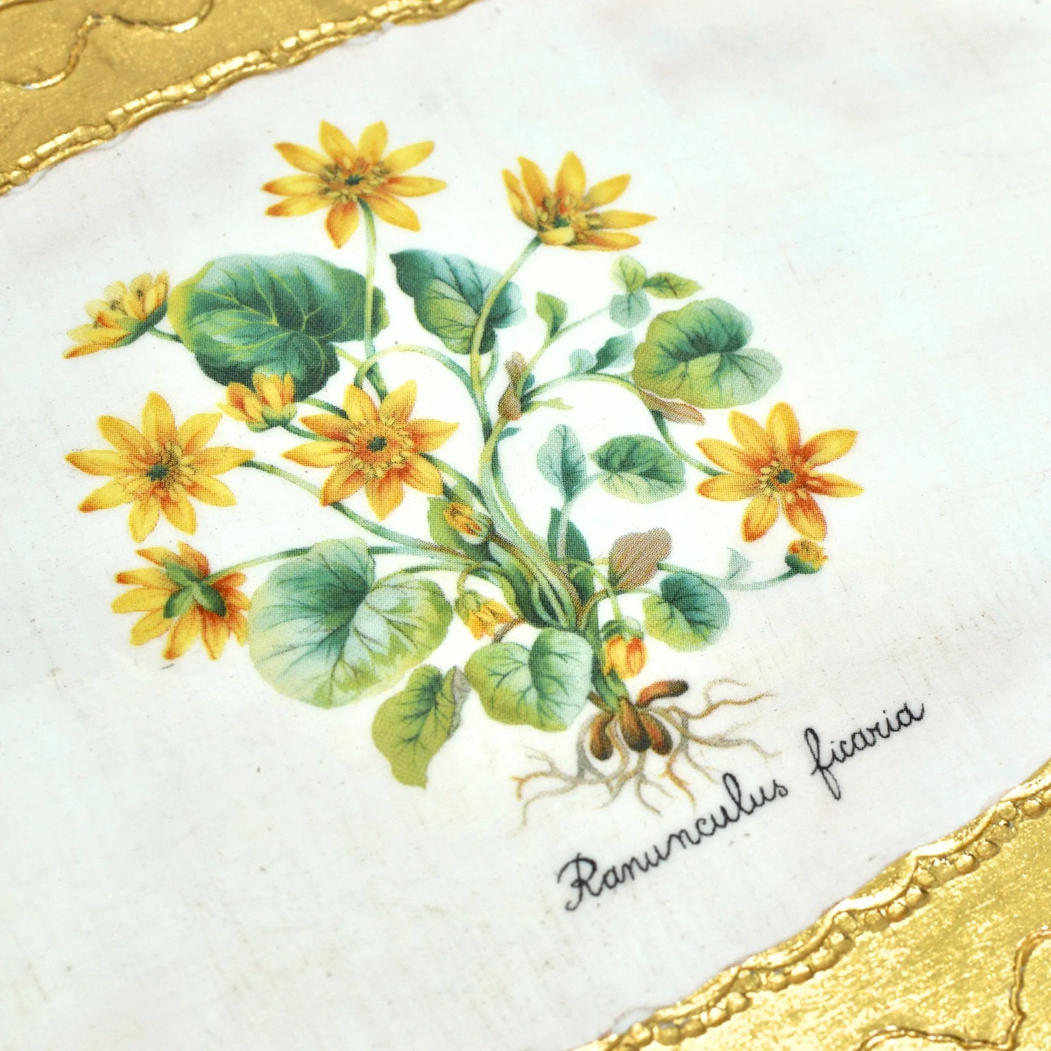 Florentine Carved Wood Botanical Oval Trays