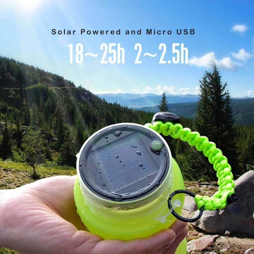 Foldable solar charging water bottle night light