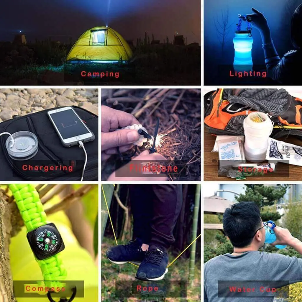 Foldable solar charging water bottle night light