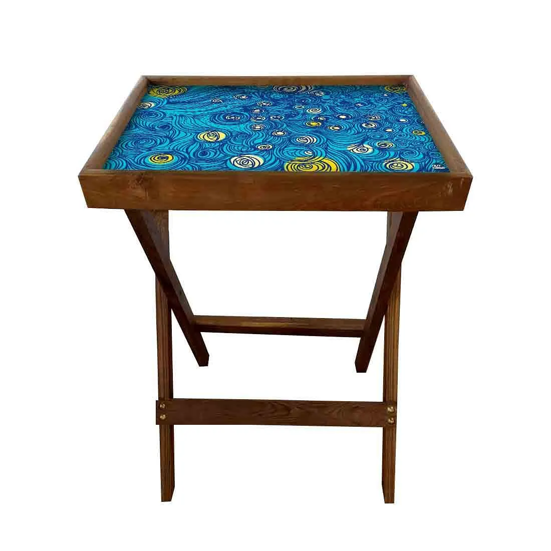 Folding TV Trays Table Bar Snacks Serving Tables - Blue Design