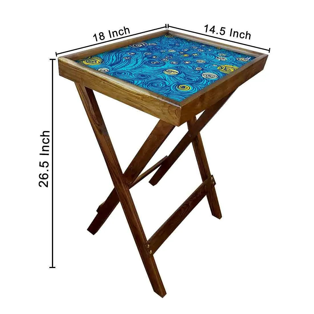 Folding TV Trays Table Bar Snacks Serving Tables - Blue Design