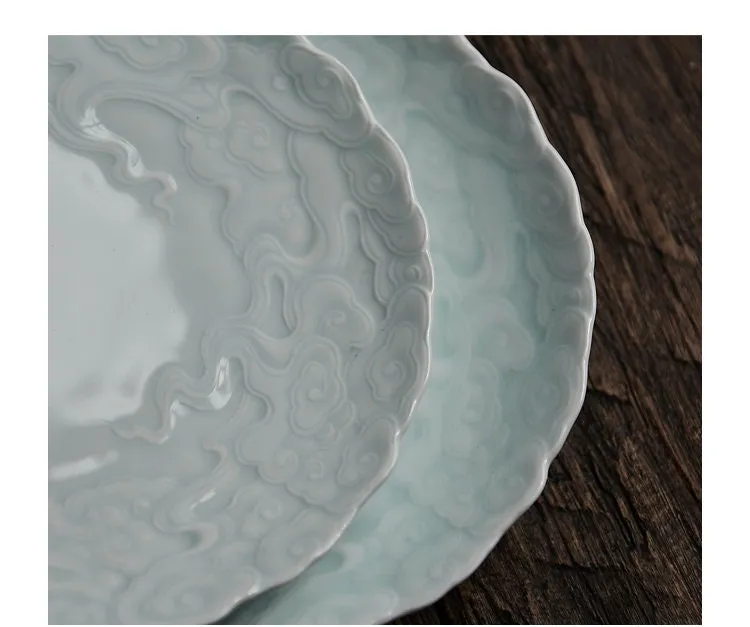 Gohobi Ceramic Cloud Plate Teapot Tray